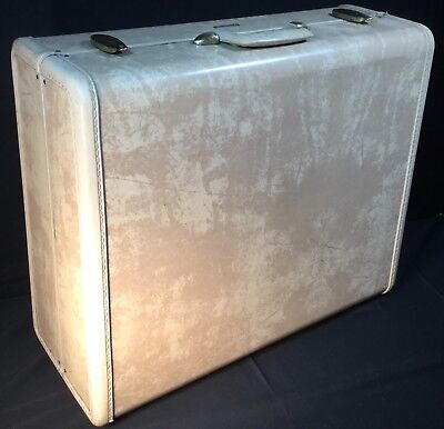 Vtg Samsonite Suitcase Tan Marble #4551 Shwayder Bros Hard Case Repurpose No Key