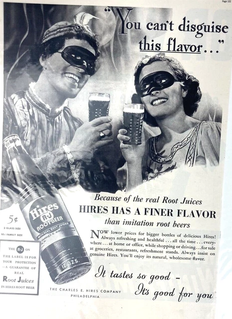 Vintage Hires Root Beer HALLOWEEN Finer Flavor  1937 Magazine Print Ad L14