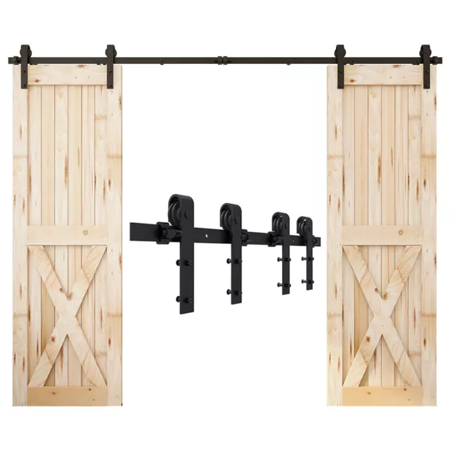 Sliding Barn Door Hardware Kit 4-16FT Modern Closet Track Rail Roller Black