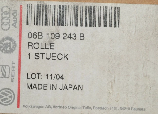 Véritable Audi Volkswagen Galet tendeur de courroie de distribution 1.8 2.0... 3