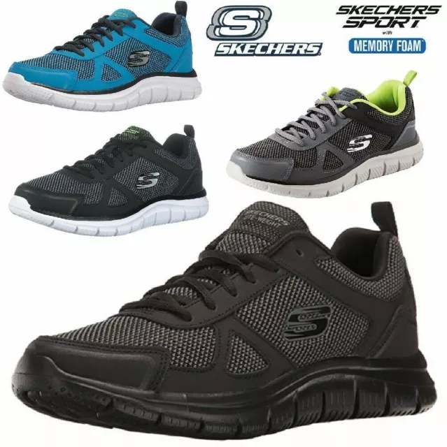 SKECHERS Men's Track-Bucolo Lite-Weight Memory Sole Trainers Shoes Sneaker Black