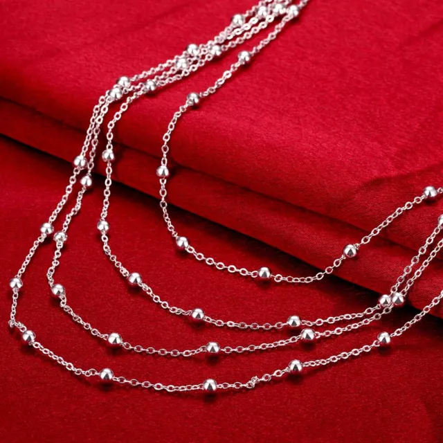 wholesale 925 Silver wedding Necklace Jewelry charms women lady beads chain