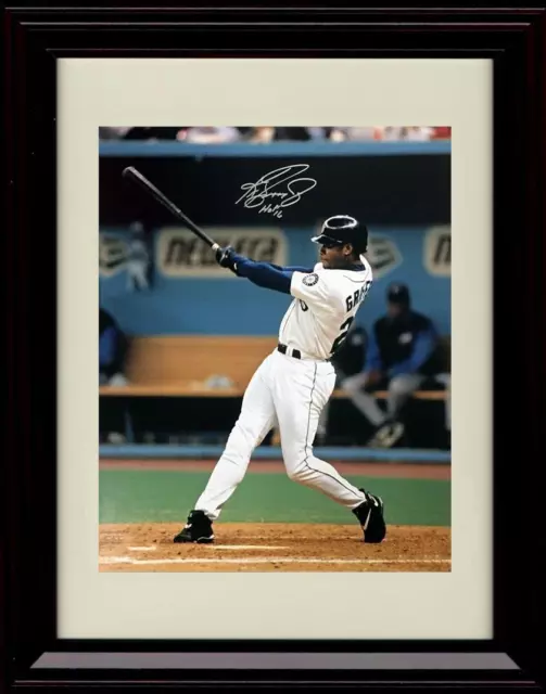 Framed 8x10 Ken Griffey Jr - Full Swing - Seattle Mariners Autograph Replica