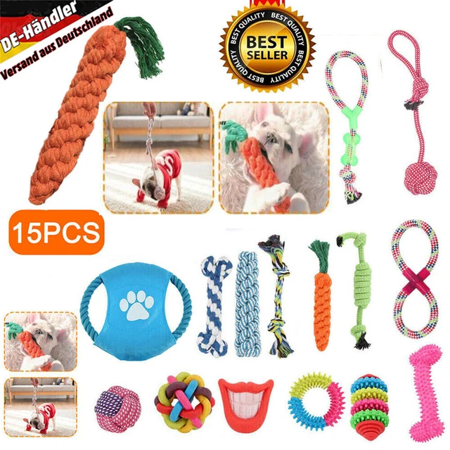 15x Hundespielzeug Set Hund Welpen Kauen Baumwolle Seile Spielzeug für Haustier