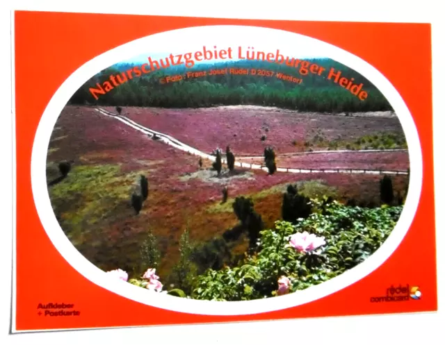 Souvenir-Aufkleber Lüneburger Heide Panorama Niedersachsen AK 70er