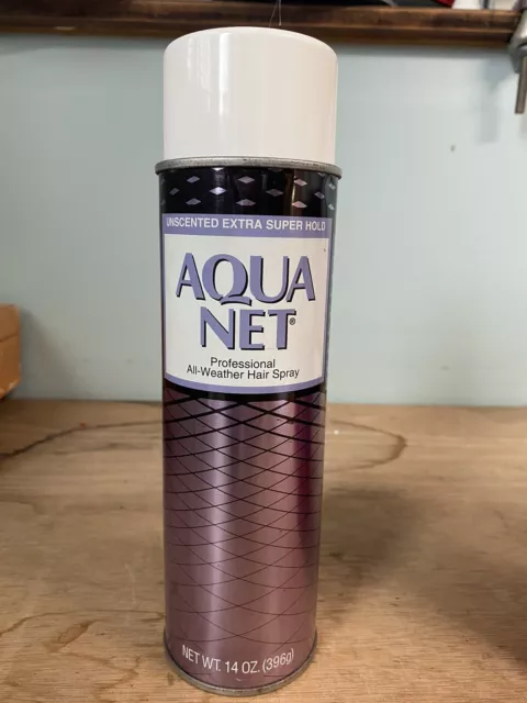 Vtg AQUA NET Hairspray 9oz Violet metal can FULL Unscented Extra Hold Hair  Spray