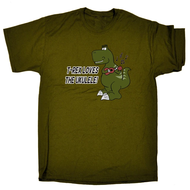 Trex Loves Ukulele Dinosaur - Mens Funny Novelty Gift T Shirt T-Shirt Tshirts