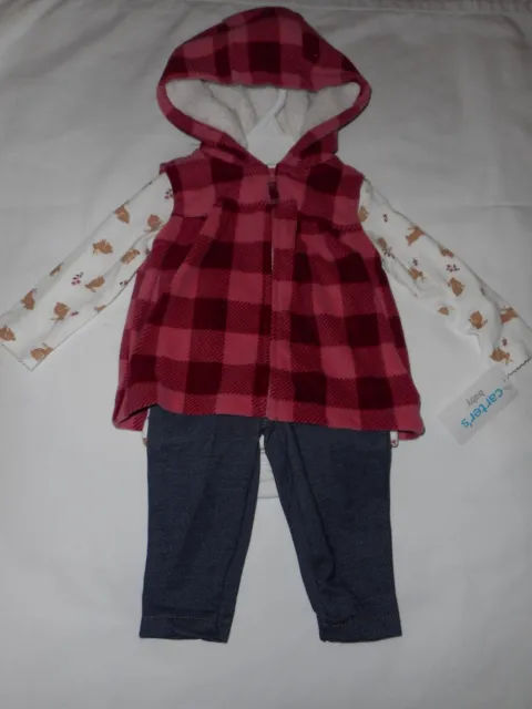 Carters 3-Piece Baby Girl Outfit - Infant Size 6 Months - New 2