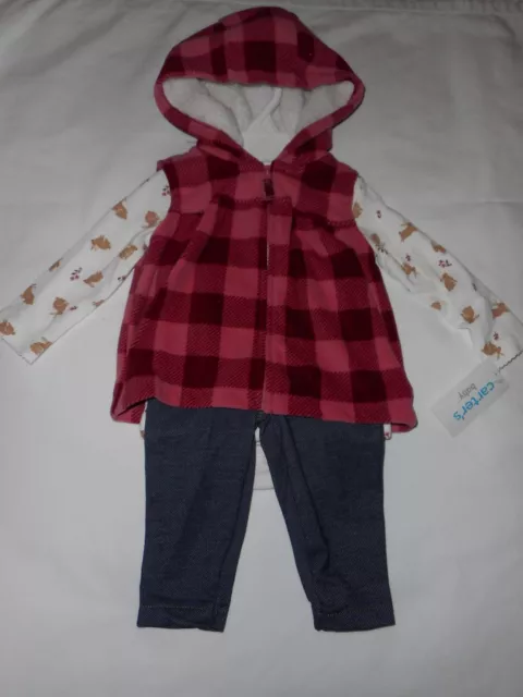 Carters 3-Piece Baby Girl Outfit - Infant Size 6 Months - New 2