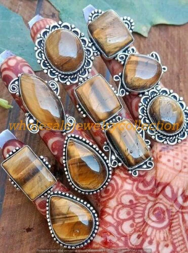 Tiger Eye Gemstone Ring Wholesale 1pcs Lots Handmade Ethnic Jewelry