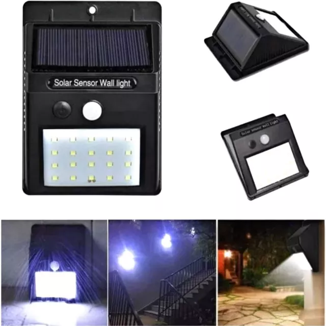 Motion Sensor Solar Wall Security Light Outdoor Garden 20 LED Bright SMD Lamp