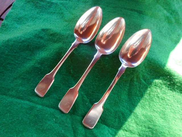 RARE SET OF 3 WILLIAM WOODMAN EXETER STERLING SILVER 7" DESSERT SPOONS 1825 107g RARE SET OF 3 WILLIAM WOODMAN EXETER STERLING SILVER 7" DESSERT SPOONS 1825 107g