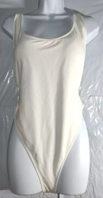 Forever 21  Solid One Piece Hi-Cut Cheeky Swimsuit - Ivory - Size LARGE - NWOT