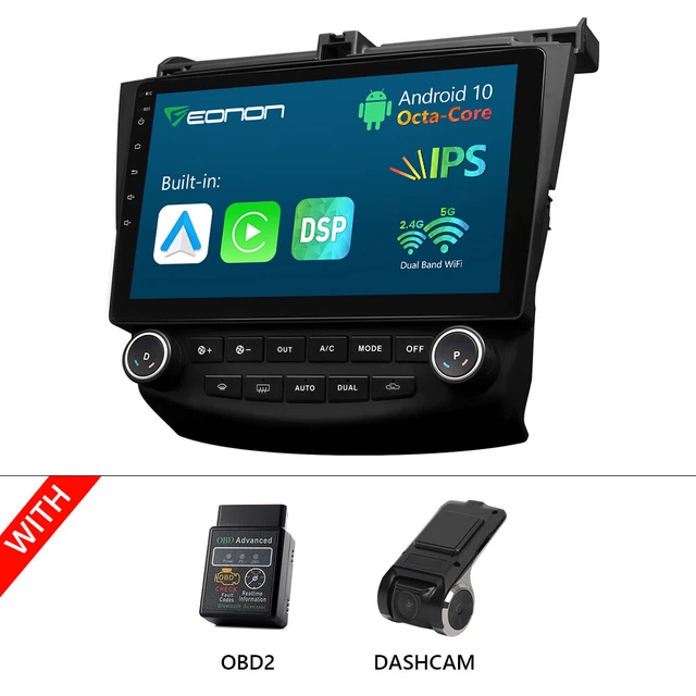 OBD+DVR+Android 10 10.1"Touch Screen Car Stereo Radio for Honda Accord 2003-2007