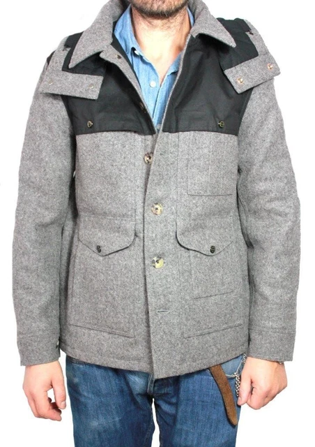 FILSON BLACK LABEL Miner Jacket in gray wool herringbone Made in
