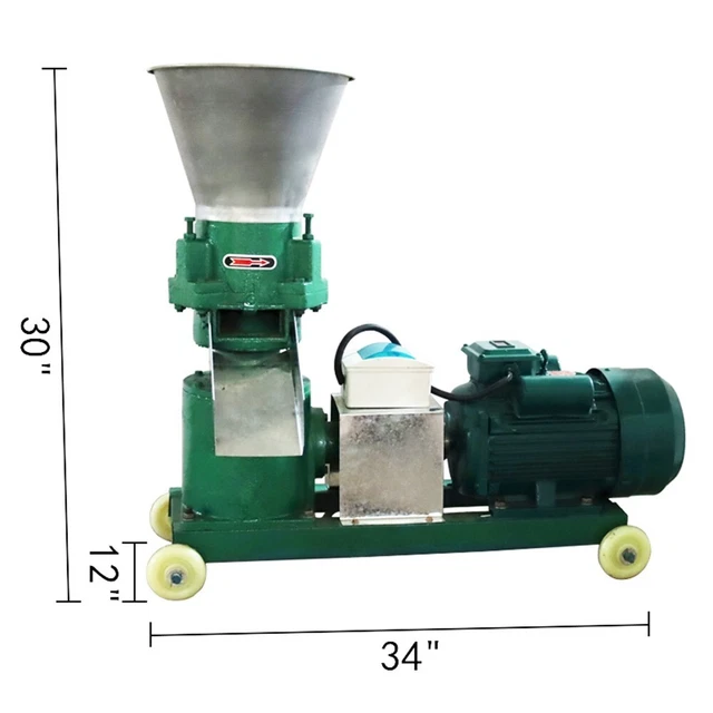 220V Animal Feed Pellet Mill Machine 2mm Plate Grinder Forage Granulator