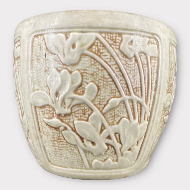 Possibly Weller Art Deco Pottery Clinton Ivory Jardiniere Bowl Vase Planter