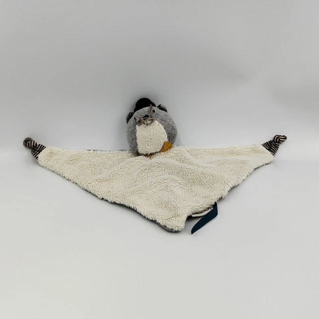 Doudou plat chat gris blanc Alphonse Les Moustaches MOULIN ROTY - 31117