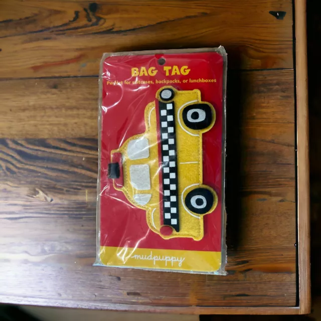 Kids Yellow Taxi Cab Luggage Tag Mudpuppy Bag Tag Backpack Name Tag Lunchbox NEW