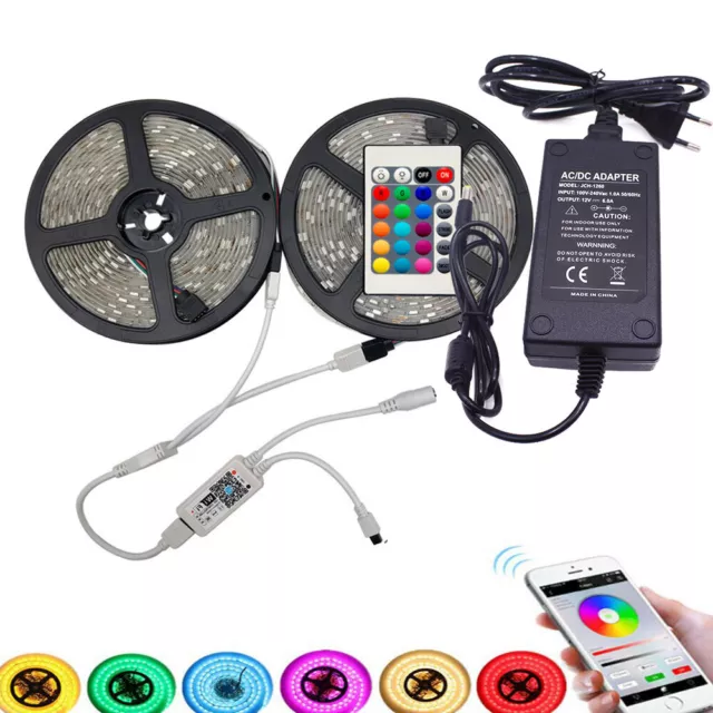 5m 10m 15m 5050 RGB RGBW  LED strip DC12V +IR WiFi Remote controller+power