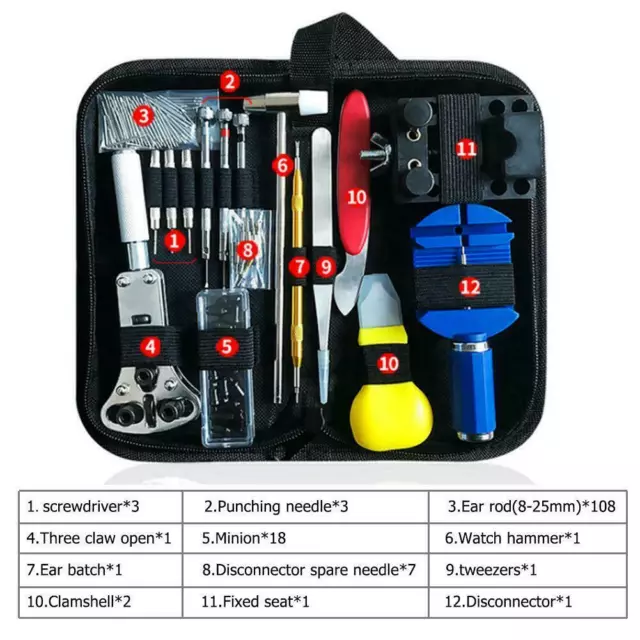 147 Pc Watch Strap Screw Case Changing Tool Kit For Rolex Or Leather Watch Band