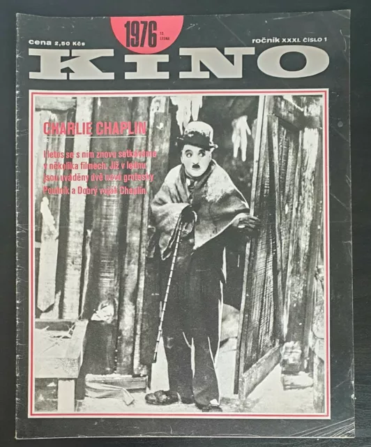 CHARLIE CHAPLIN COVER, No. 1 / 1976, VINTAGE CZECH MAGAZINE KINO, RARE!