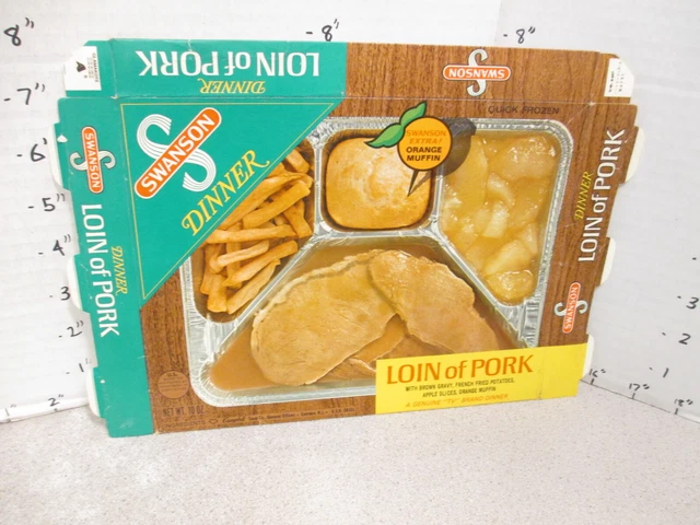 SWANSON 1960s LOIN PORK orange muffin french fries (1) TV dinner frozen food box