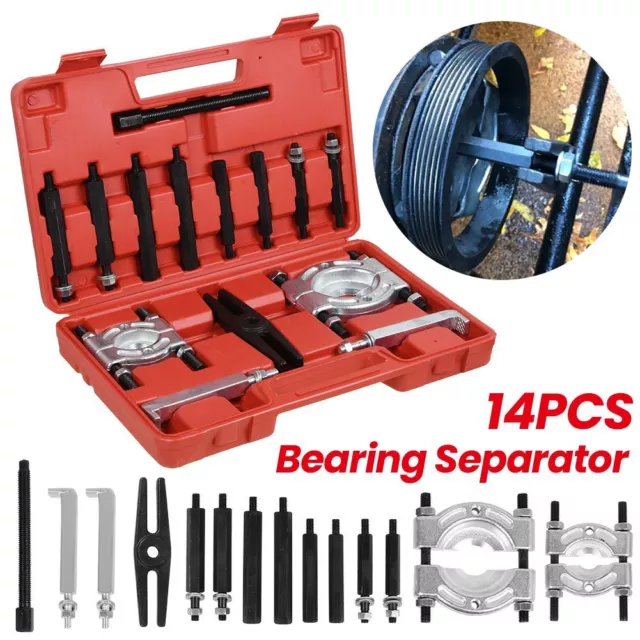 14PCS Gear Bearing Splitter Puller Fly Wheel Separator Tool Kit Pulley Removal