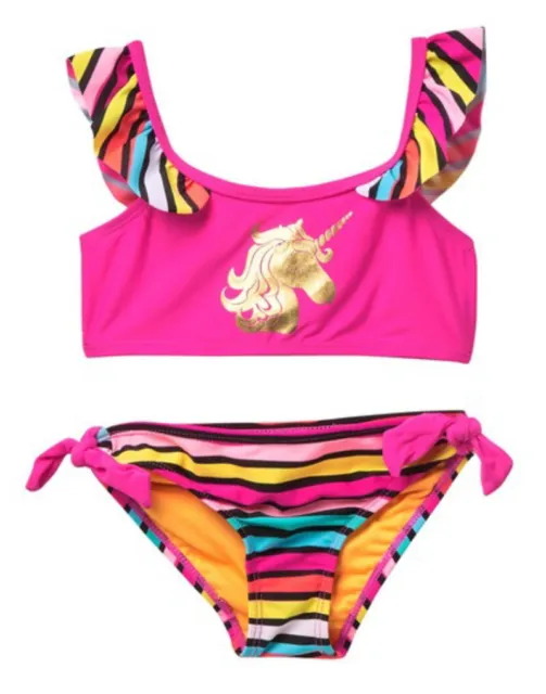 Kensie Girl Limited Too Unicorn Bikini Swim Suit 10 12 Large Pink UPF 50 NWT