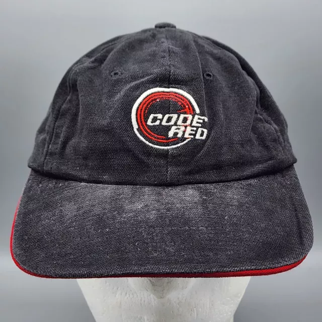 Vintage Mountain Dew Code Red Adjustable Strapback Black Hat Soda Pop Cap Stitch