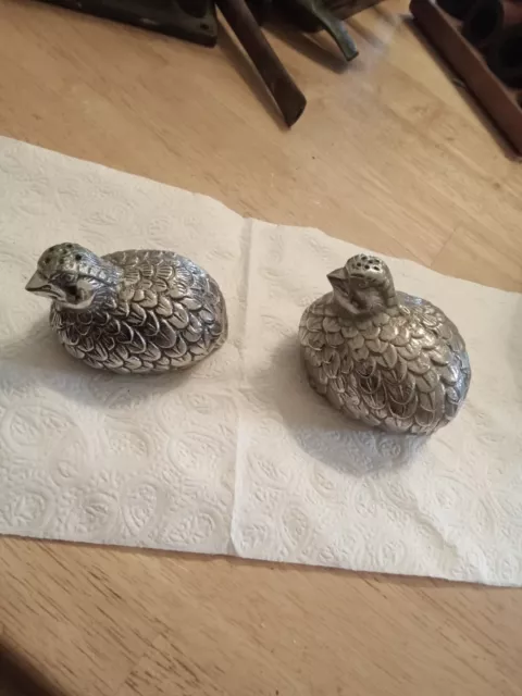 Set Gucci Italian Italy Salt And Pepper Shakers Pattern Quail Birds Silver Tone