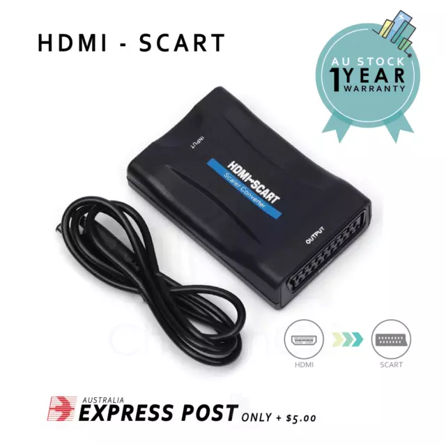1080P HDMI To SCART Composite Video Scaler Converter Audio Adapter for DVD TV