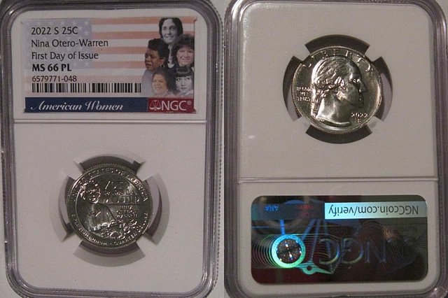 2022 S Nina Otero Warren 25c NGC MS 66 PL American Women Quarter FIRST DAY ISSUE
