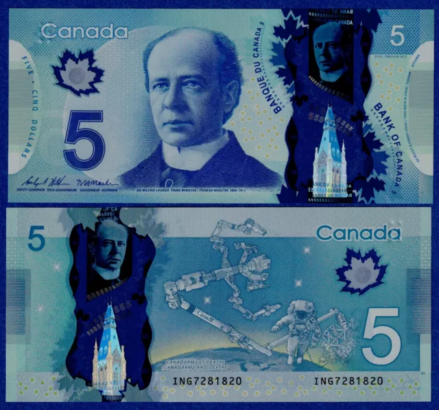 Canada $5 (2013) P106d " Wilkins & Macklem  "- UNC POLYMER NOTE - PREFIX ING