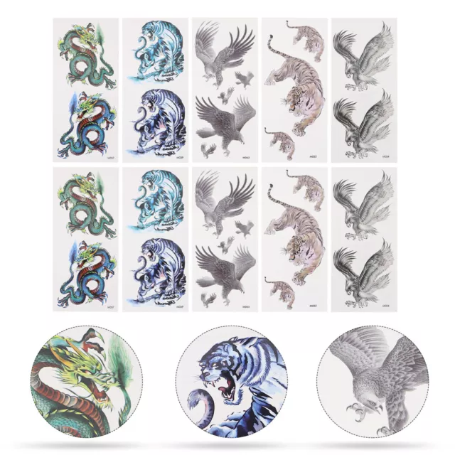 10 Sheets Women Tattoo Stickers Chest Animal Temporary Tattoos