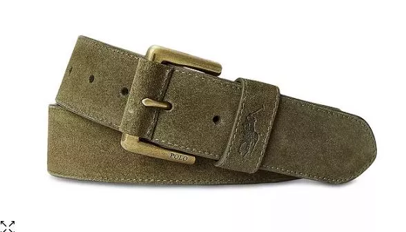 Polo Ralph Lauren Men's Suede Roller Buckle Belt, Olive, US 38