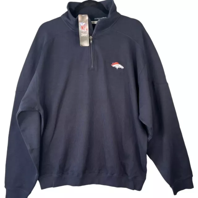 Cutter & Buck Sweatshirt Size L Navy NFL Denver Broncos 1/4 Zip Pullover NEW