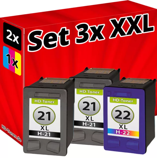 2x Inchiostro Cartucce per HP 21+22 XL deskjet F2180 F2224 F2280 D2360 D2460