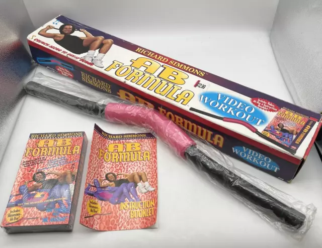 VTG 1997 Richard Simmons Ab Formula Video Workout VHS Booklet and AB Bar NIB