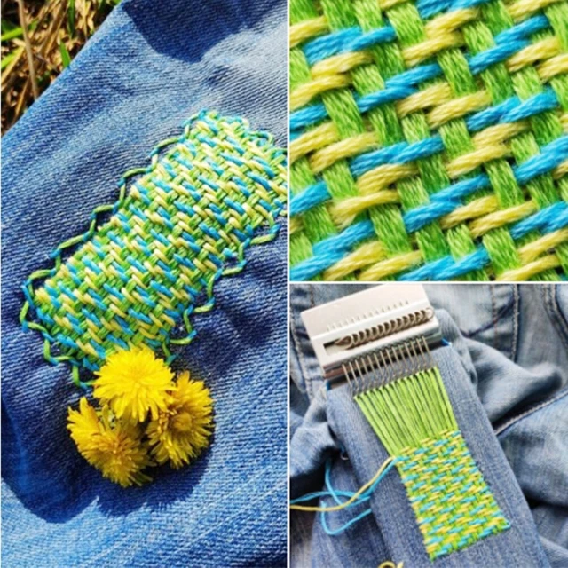 Kit de tejido pequeño Darning herramienta de tejido de madera hágalo usted mismo hermoso tejido