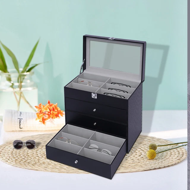 24 Slot Eyeglass Sunglass Storage Box Holder Glasses Display Case Organizer Gift