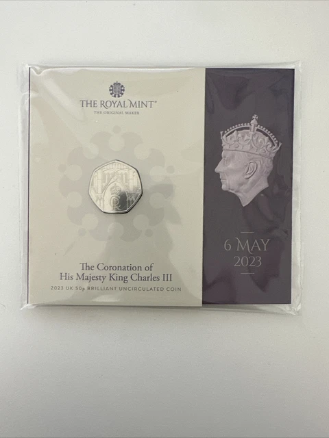 2023 King Charles III Coronation 50p Coin - Uncrowned Version From Sealed Bag