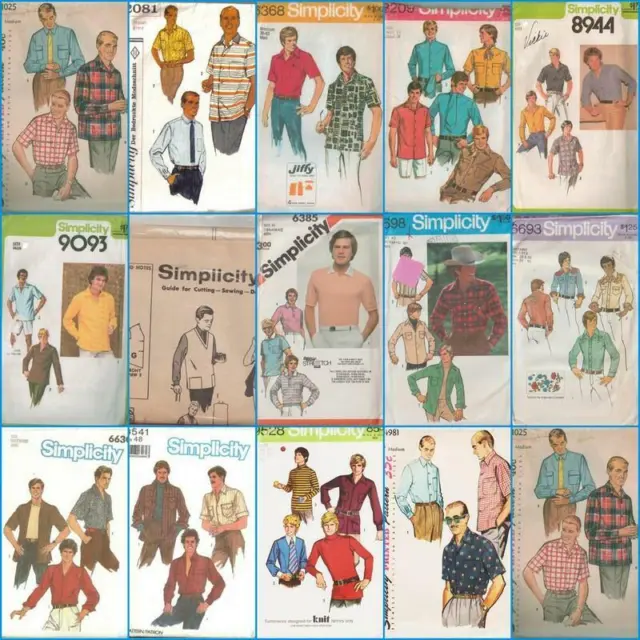 Vintage Simplicity Sewing Pattern Mens Shirts Tops You Pick
