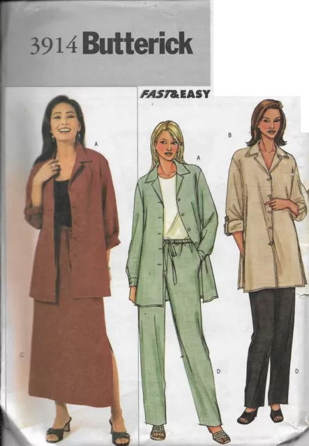 V👗3914 Patron Butterick Creations Jupe Pantalon Veste-Chemise Fluide   42 Au 46