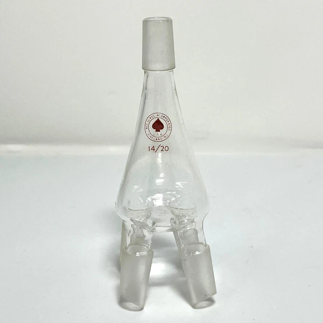 Ace Glass Cow Type Distillation Receiver Adapter No Hooks 14/20 Joints 9400-04