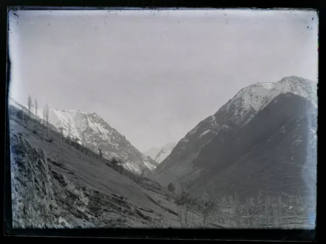 Grande Plaque de Verre Négatif 18x24cm Montagne Vue Paysage Photo ancienne