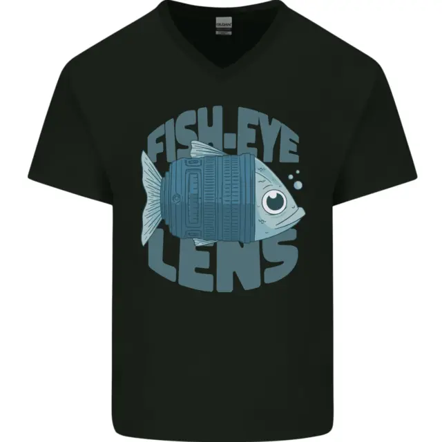 T-shirt da uomo con lenti Fisheye divertente fotografia collo a V cotone