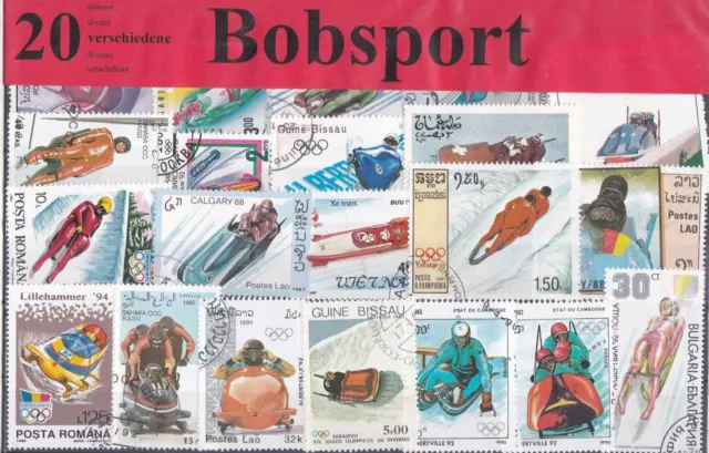 20 Briefmarken Bobsport Bob Schlitten Oly Rennrodeln Wintersport Eisbahn Sport