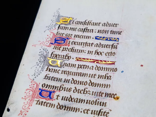 1430 AMAZING Medieval Latin Manuscript on Vellum, rare Illuminated Book of Hours