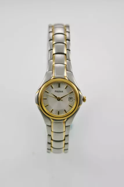 PULSAR WATCH WOMENS Date Stainless Steel Gold Battery Water